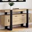 ID MARKET - Buffet 140 cm PHOENIX 4 portes bois et noir - vignette