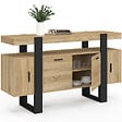 ID MARKET - Buffet 140 cm PHOENIX 4 portes bois et noir - vignette