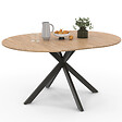 ID MARKET - Table à manger extensible ronde ALIX 4-8 personnes pied araignée bois et noir 110-150 cm - vignette
