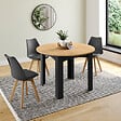 ID MARKET - Table à manger extensible ronde DONA 4-8 personnes noire plateau façon hêtre 110-150 cm - vignette