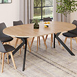 ID MARKET - Table à manger extensible ronde ALIX 4-10 personnes pied araignée bois et noir 110-200 cm - vignette