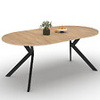 ID MARKET - Table à manger extensible ronde ALIX 4-10 personnes pied araignée bois et noir 110-200 cm - vignette
