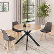 ID MARKET - Table à manger extensible ronde ALIX 4-10 personnes pied araignée bois et noir 110-200 cm - vignette