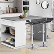 ID MARKET - Ilot central mange debout 4 personnes VITO 130 cm blanc et plateau effet béton - vignette