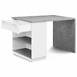 ID MARKET - Ilot central mange debout 4 personnes VITO 130 cm blanc et plateau effet béton - vignette