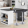 ID MARKET - Ilot central mange-debout 4 personnes VITO 130 cm blanc et plateau gris - vignette