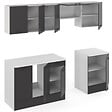 ID MARKET - Cuisine complète 240 cm SUBTIL avec plan de travail 7 éléments blanc et gris - vignette