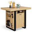 ID MARKET - Ilot central PHOENIX 110 cm bois et noir avec rangements - vignette