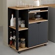 ID MARKET - Desserte de cuisine COSI bois noir et plateaux façon hêtre L.76 CM - vignette