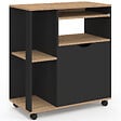 ID MARKET - Desserte de cuisine COSI bois noir et plateaux façon hêtre L.76 CM - vignette