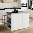 ID MARKET - Ilot central TIBO 120 cm bois blanc avec plan de travail façon béton - vignette