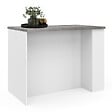 ID MARKET - Ilot central TIBO 120 cm bois blanc avec plan de travail façon béton - vignette