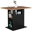ID MARKET - Ilot central UGO 110 cm bois noir et effet bois foncé HAWKINS avec rangements - vignette