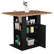 ID MARKET - Ilot central UGO 110 cm bois noir et effet bois foncé HAWKINS avec rangements - vignette