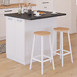 ID MARKET - Ilot central IVO 100 cm blanc avec plan de travail gris anthracite - vignette