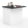 ID MARKET - Ilot central IVO 100 cm blanc avec plan de travail gris anthracite - vignette