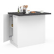 ID MARKET - Ilot central IVO 100 cm blanc avec plan de travail gris anthracite - vignette