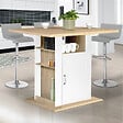 ID MARKET - Ilot central UGO 110 cm bois blanc et imitation hêtre avec rangements - vignette