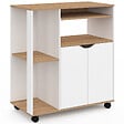 ID MARKET - Desserte de cuisine COSI bois blanc et plateaux façon hêtre L.76 CM - vignette