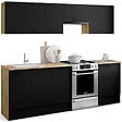 ID MARKET - Cuisine complète 240 cm SUBTIL avec plan de travail 7 éléments bois et noir - vignette