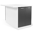 ID MARKET - Ilot central IVO 120 cm blanc et gris avec plan de travail - vignette