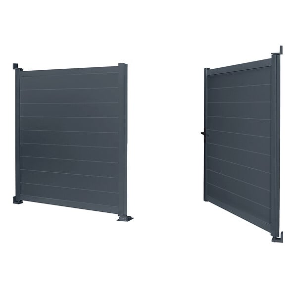 ID MARKET - Portail battant 302x160 cm en aluminium gris anthracite - large