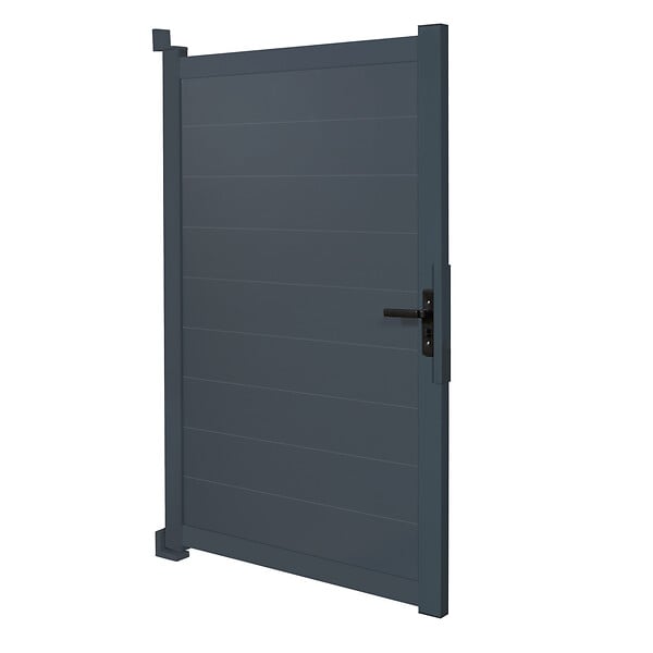 ID MARKET - Portillon 100x160 cm en aluminium gris anthracite - large