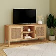 ID MARKET - Meuble TV 110 cm EDHEN 2 portes bois et cannage - vignette