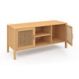 ID MARKET - Meuble TV 110 cm EDHEN 2 portes bois et cannage - vignette