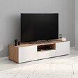ID MARKET - Meuble TV 140 cm ELI bois façon hêtre portes blanches - vignette