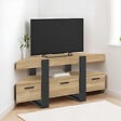 ID MARKET - Meuble TV 110 cm d'angle PHOENIX avec tiroir bois et noir - vignette