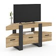 ID MARKET - Meuble TV 110 cm d'angle PHOENIX avec tiroir bois et noir - vignette