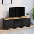 ID MARKET - Meuble TV 110 cm VITO avec tiroir et niche noir et bois - vignette