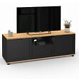 ID MARKET - Meuble TV 110 cm VITO avec tiroir et niche noir et bois - vignette