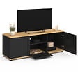 ID MARKET - Meuble TV 110 cm VITO avec tiroir et niche noir et bois - vignette
