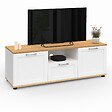 ID MARKET - Meuble TV 110 cm VITO avec tiroir et niche blanc et bois - vignette