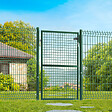 ID MARKET - Portillon de jardin 105 x 125 cm en acier vert avec serrure et poignée - vignette
