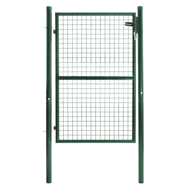 ID MARKET - Portillon de jardin 105 x 125 cm en acier vert avec serrure et poignée - large