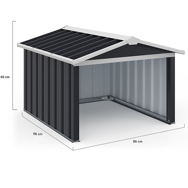 ID MARKET - Garage pour robot tondeuse toit à 2 pentes métal gris anthracite 86 x 98 x 62 cm - large