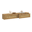 ID MARKET - Etagère murale console d'entrée HANAE 2 tiroirs effet naturel cannage - vignette