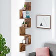 ID MARKET - Etagère murale d'angle ISA 5 niveaux façon bois vieilli - vignette
