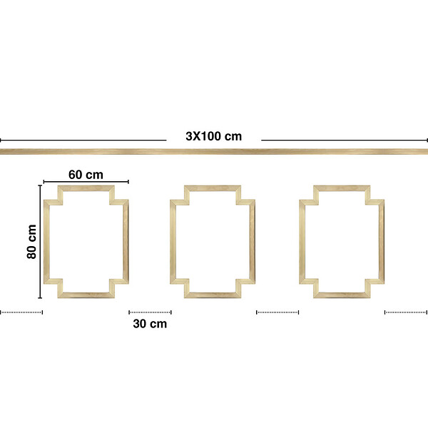 99DECO - Kit de 3 moulures murales en bois - Pin des Landes - Prêt à coller et peindre - Salomé - 3 mètres - Fabrication française - large