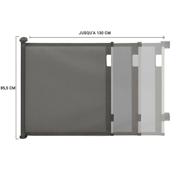 ID MARKET - Barrière de sécurité rétractable pour animaux domestiques 130 cm gris - large