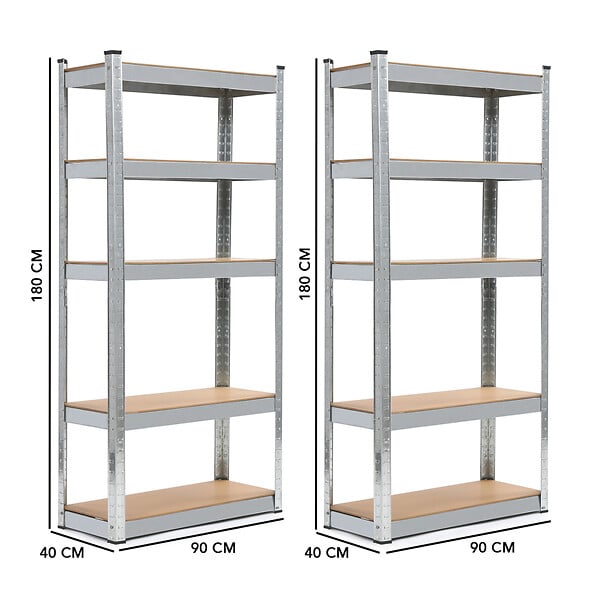 ID MARKET - Lot de 2 étagères modulables charges lourdes en métal 10 plateaux - large