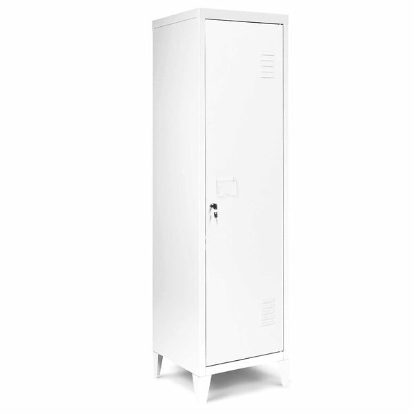 ID MARKET - Armoire vestiaire ESTER 1 porte métal blanc design industriel - large