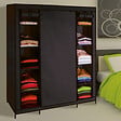 ID MARKET - Armoire de rangement penderie pliable vêtements en tissu noir dressing XXL - vignette