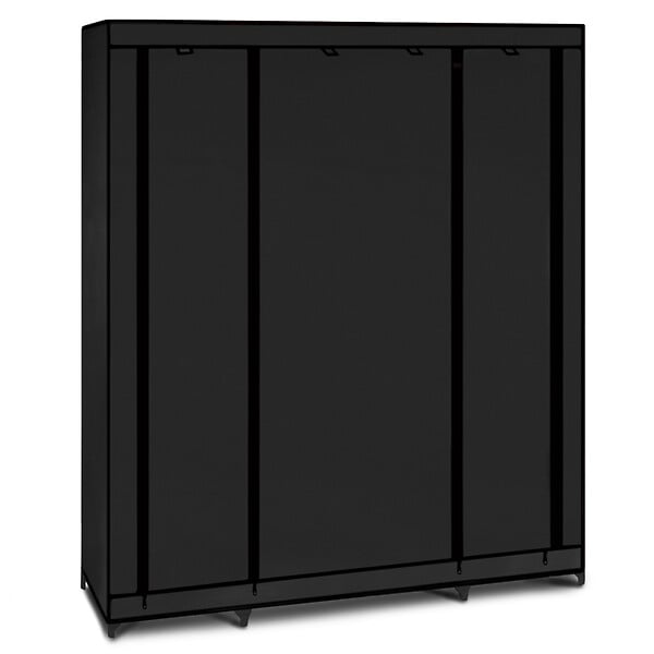 ID MARKET - Armoire de rangement penderie pliable vêtements en tissu noir dressing XXL - large