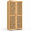 ID MARKET - Armoire 2 portes EDHEN bois et cannage penderie 80 cm avec étagères rangement - vignette
