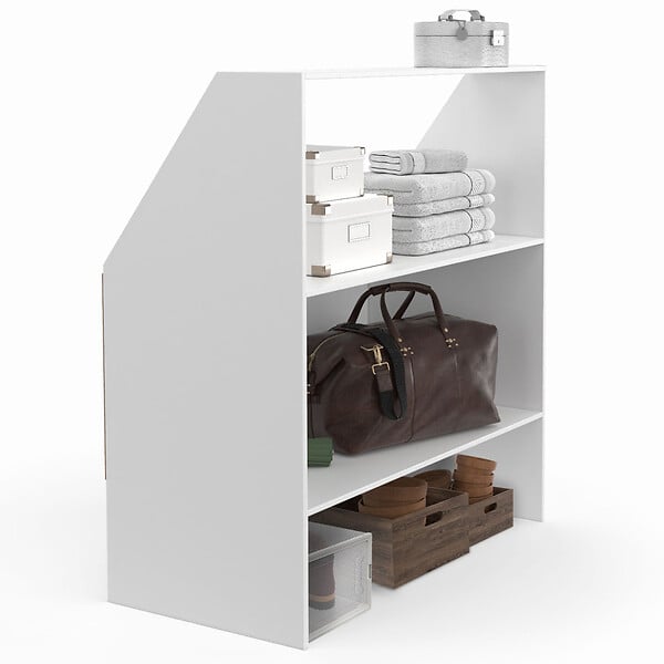 ID MARKET - Etagère sous pente 2 niveaux TOMI 100 x 50 x 70/110 cm blanc - large