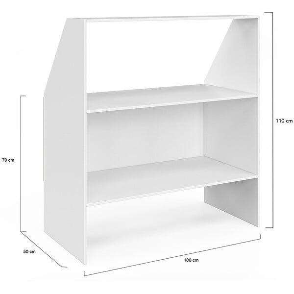 ID MARKET - Etagère sous pente 2 niveaux TOMI 100 x 50 x 70/110 cm blanc - large